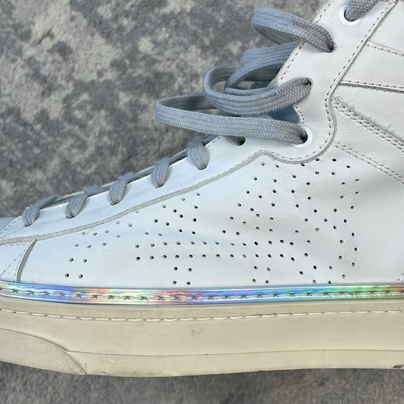 New P448 F22 Taylor Platform High Top Sneaker Side Zip Iridescent Strip Sz 42 - Picture 14 of 16